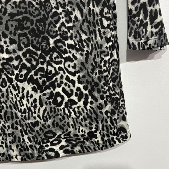 George | Women’s Animal Print 3/4 Sleeve Top Shirt Blouse Black White Size Small - Picture 3 of 16